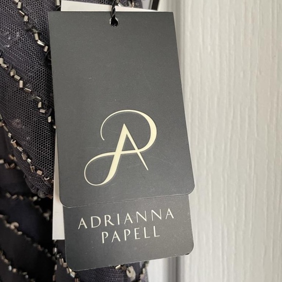 Nwt Adrianna Papell Spaghetti Strap Beaded Blouson Ball Gown in Gunmetal - Picture 9 of 15